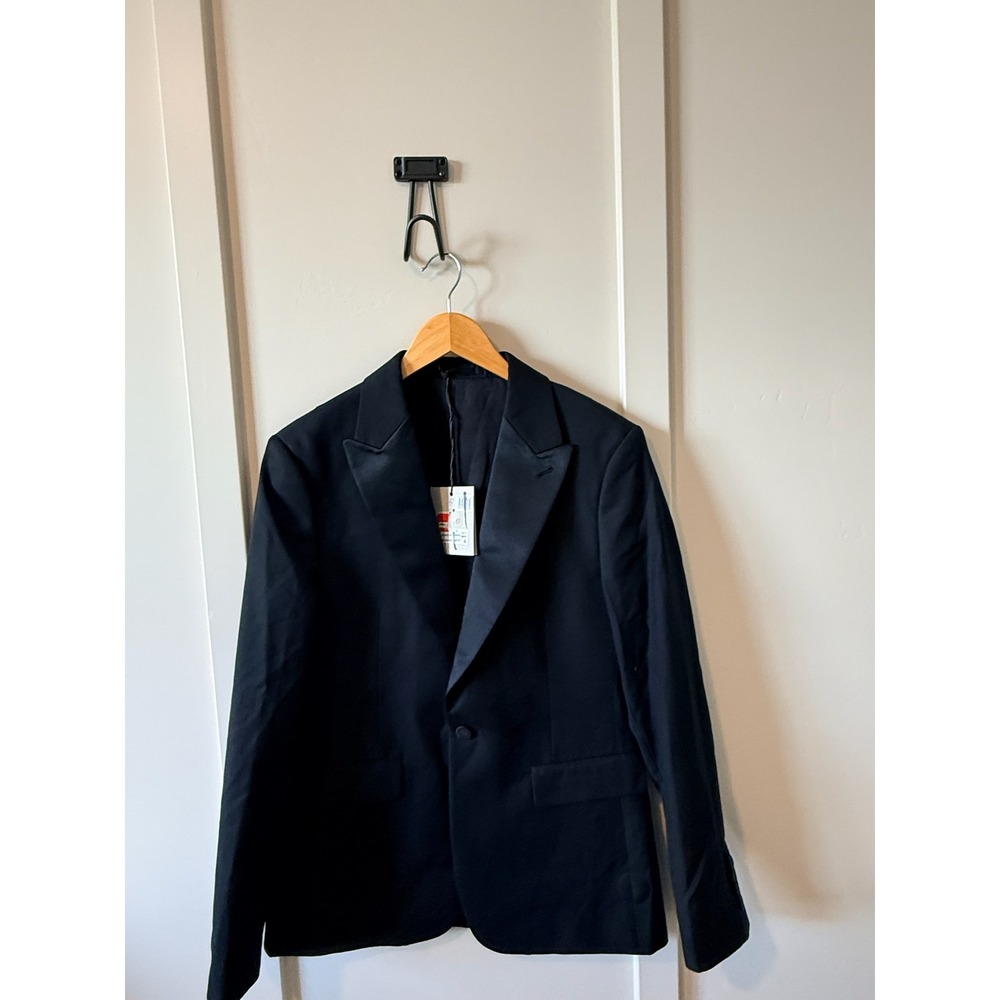 AllSaints Mens Blazer Black Peak Lapel Single Button Tailored Jacket Size 34